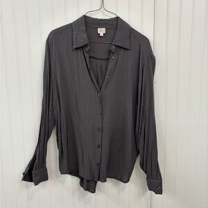 Keep in touch charcoal Gray Striped textured cotton Button-Up Shirt